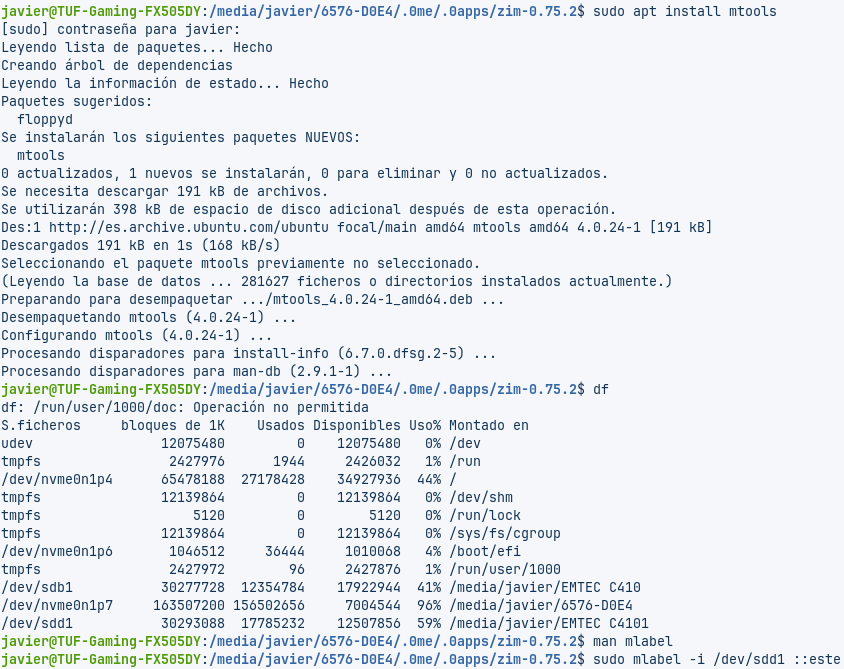 Etiqueta en pendrive, sd, hdd externo