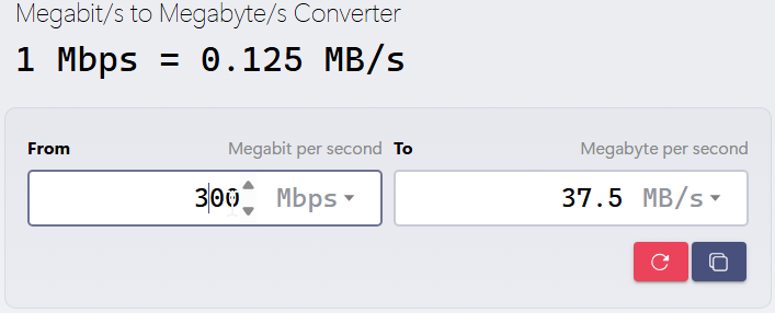 image-1 Mbps to MB/s