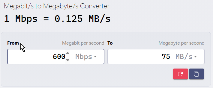 image Mbps to MB/s